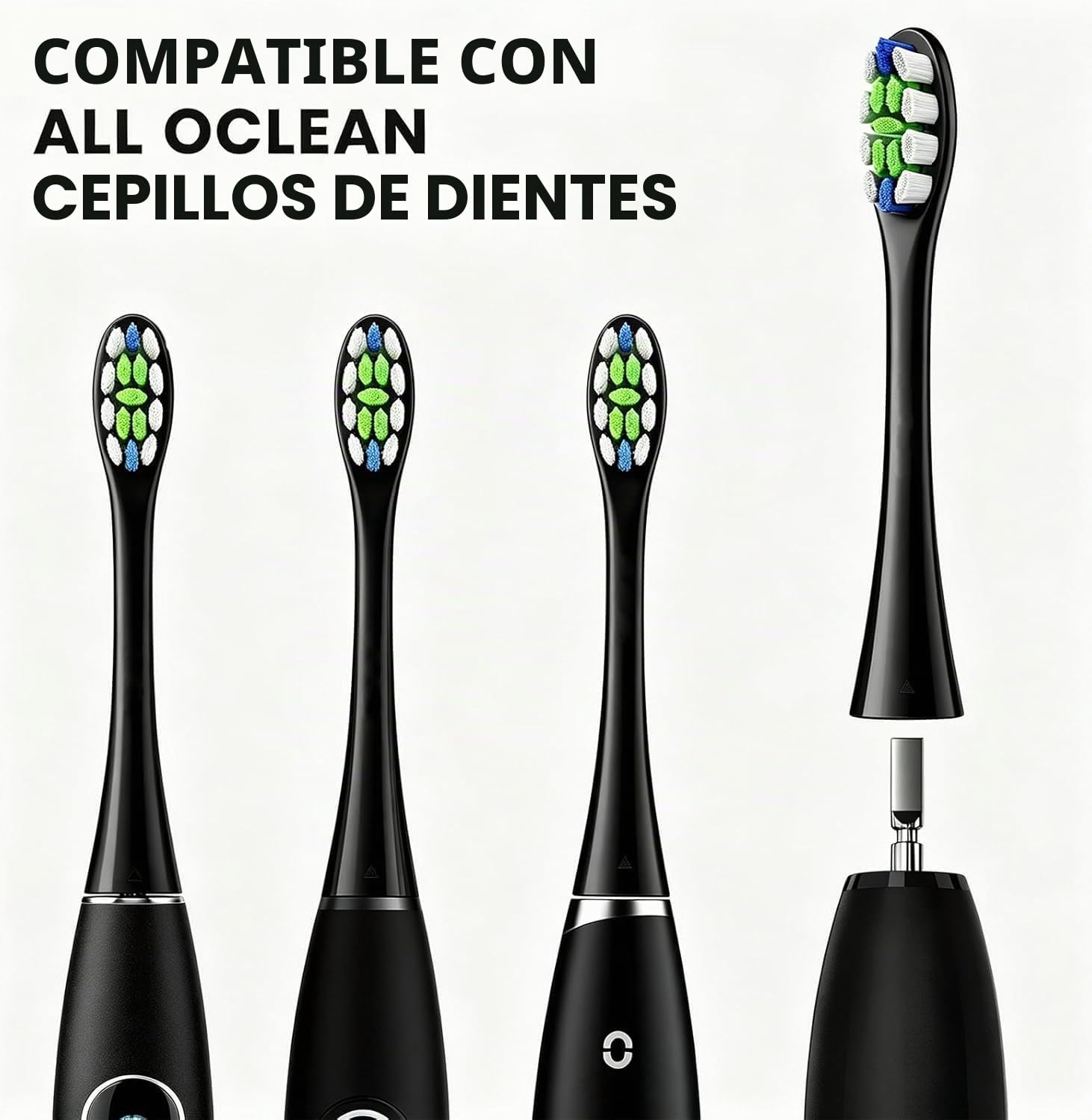 Standard Clean Cabezales de cepillo compatibles con el cepillo de dientes eléctrico Oclean, 6 piezas de cabezales para cepillo eléctrico con cerdas DuPont – Negro