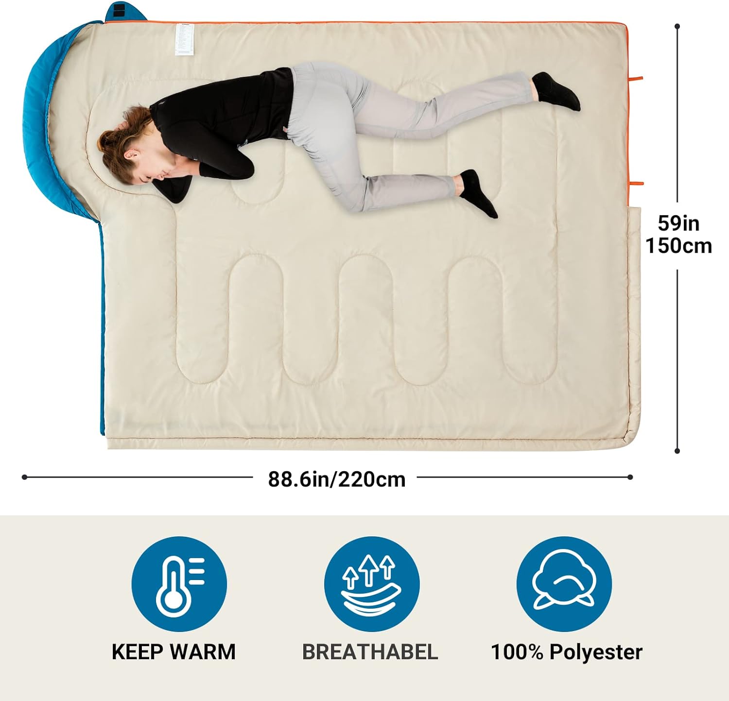 FUNDANGO Sleeping Bag for Adults 34 Season with Compression Bag