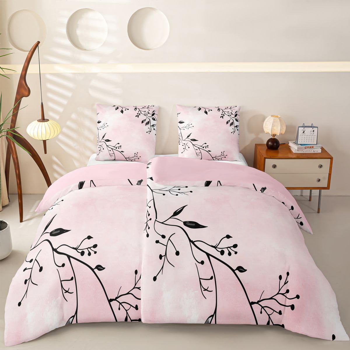 Homewish Kirschblüten Microfaser Bettwäsche 135x200 4teilig