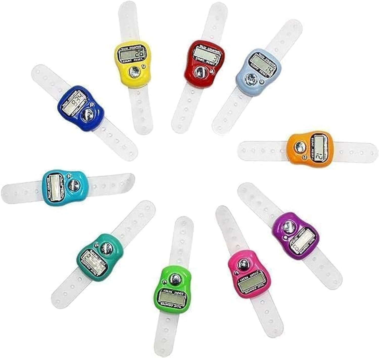 Mini Digital Electronic LCD HandRing Tally Counter | Tasbeeh Finger Manual Clicker | Multicolor Number Lap Tracker | Counting Device for Audience Inventory Sports Traffic Count | (Pack of 12)-image-23