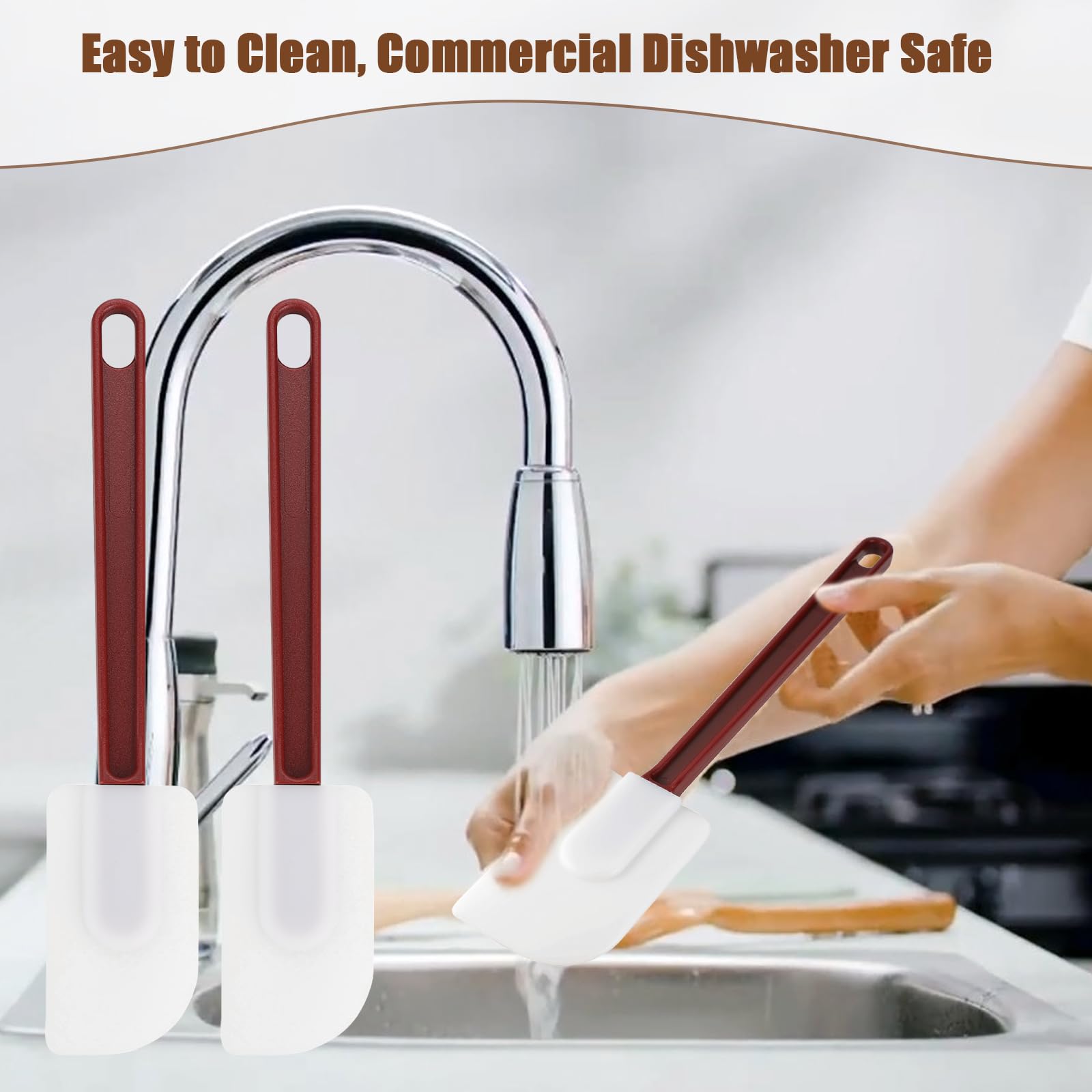 9 espátulas de silicona resistentes al calor, espátulas de goma comerciales, antiadherentes, resistentes para cocina, hornear, mezclar, aptas para lavavajillas, resistentes a 260.0 °C (rojo oscuro y