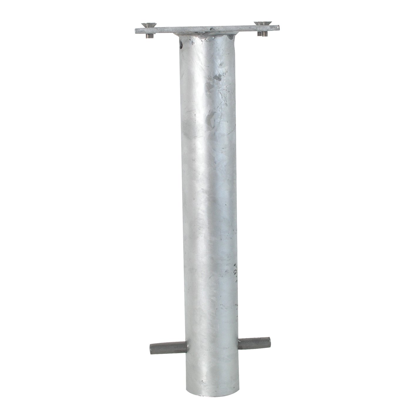 Absperrpfosten 70 x 70 mm umlegbar zum Einbetonieren mit Bodenhülse und Dreikantverschluss nach DIN 3223