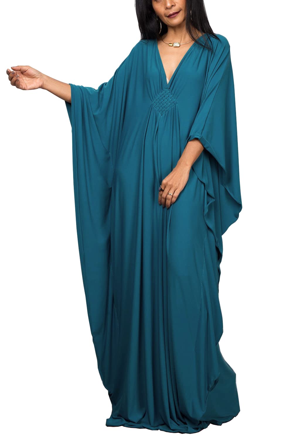 LikeJump Damen Boho Kimono Lang Kaftan Kleid Strandkleider Cardigan Pareo Bikini Cover Ups
