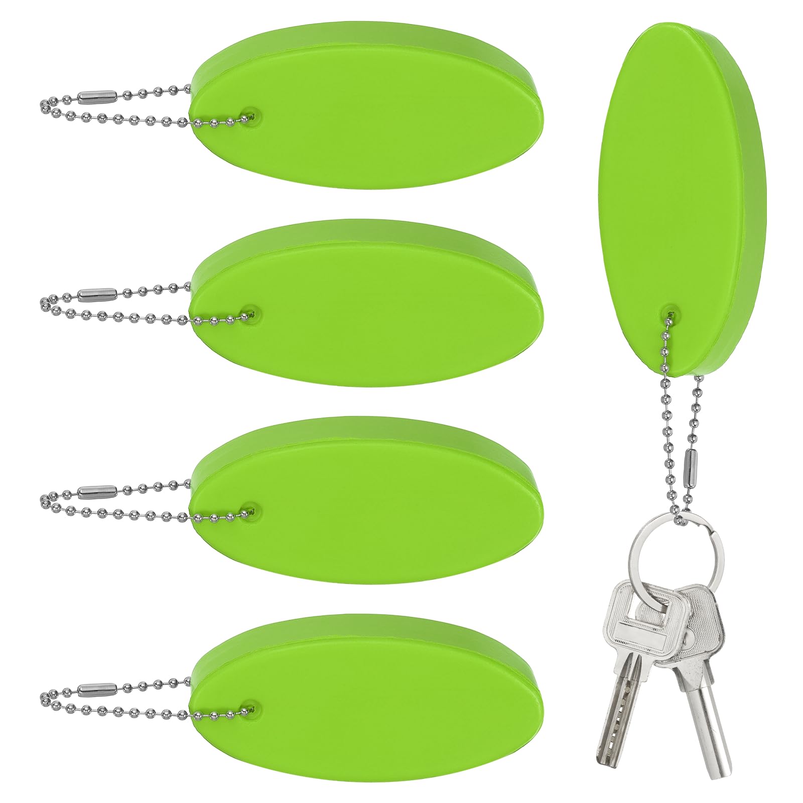 YELARXI Floating Keychain, Bright Color Key Float Keyring Holder Waterproof Float Boat Keys Pendant 5Pcs & Light Green-Fitting For(Boating/Fishing/Swimming/Kayak/Water Sports)