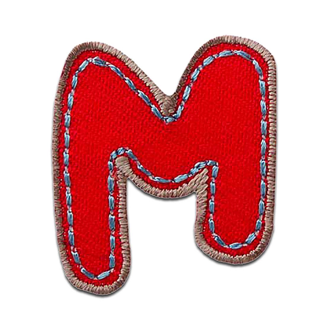 Alfabeto/Lettera colorato Patch - Toppe termoadesive Patch Toppa ricamate, misura: 0 x 0 cm, Alphabet MQ bunt/blau:Buchstabe M 2.8x 3.2 cm