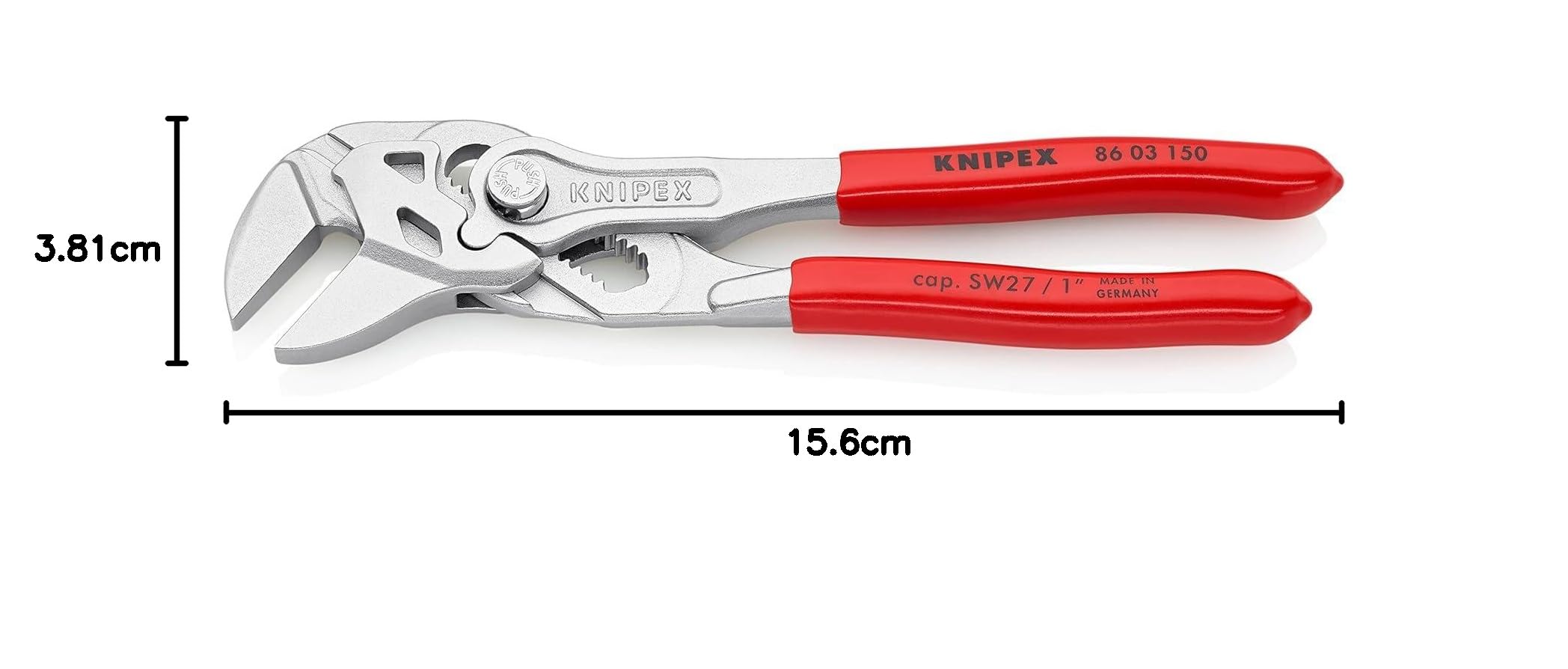 KNIPEX Szczypce-klucz szczypce i klucz w jednym narzędziu chromowany z tworzywa sztucznego, powlekane 150 mm, 86 03 150