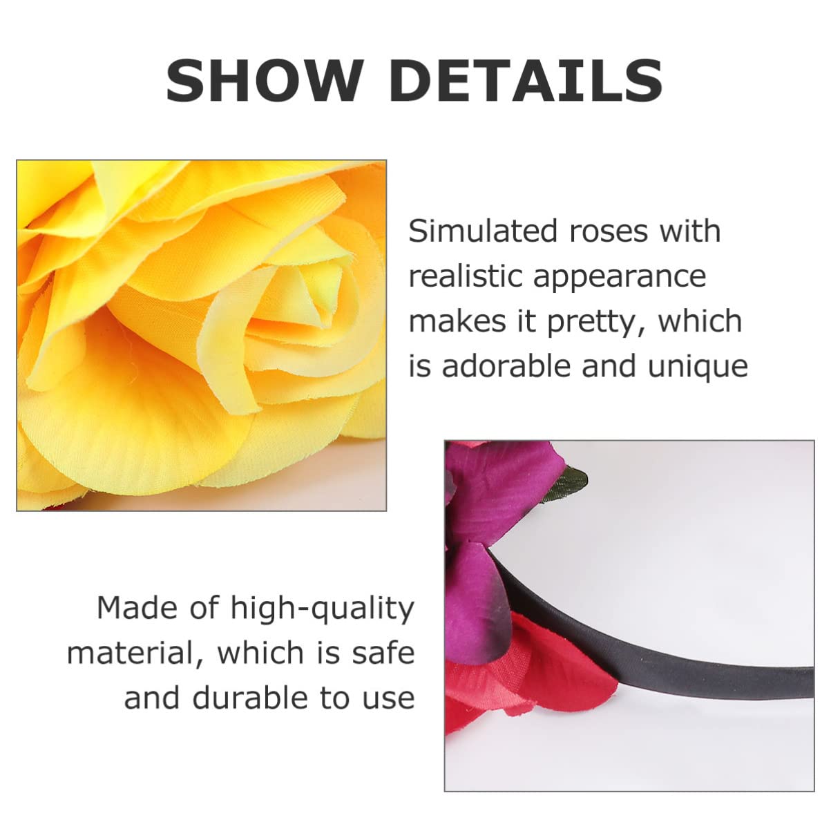 minkissy Halloween Rose Flower Hair Bands Day of The Dead Headband Halloween Headdress Mexican Headband for Women Girls Style 1 - Image 2
