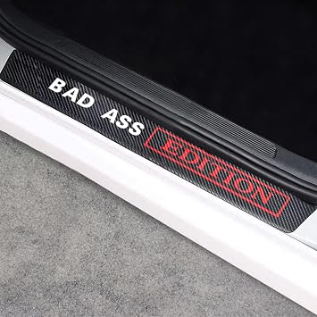 Car Door Sill Protectors 4Pcs Carbon Fiber Vinyl Threshold Decorative Scuff Plate,Anti-Scratch, Anti-Dirty, Waterproof Funny Car Accessories