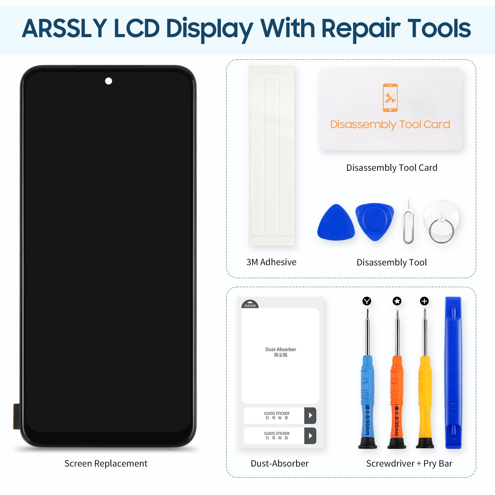 ARSSLY Schermo LCD per Xiaomi Redmi Note 11 Schermo LCD 2201117TG, 2201117TI, 2201117TY, 2201117TL LCD Display Touch Screen Digitizer Assembly Kit Riparazione (Nero con Telaio)