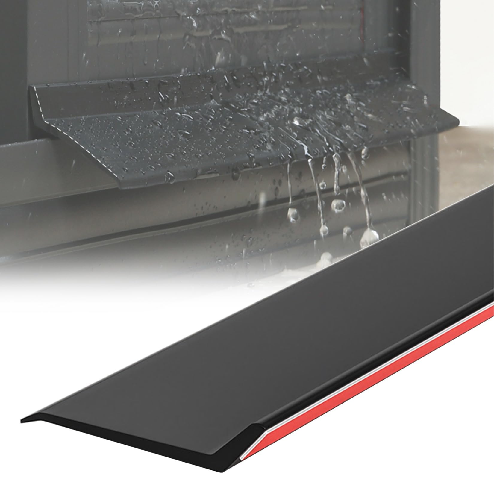 Over Door and Window Drip Cap Rain Deflector Rubber Weatherstrip, 0.5 1 1.5 2 2.5 3 3.5 4 5 M Self-Adhesive Windows Water Retaining Strips, 135° Angled Drainage Water Weather Bar