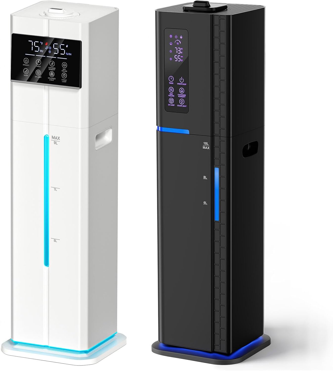 9L/2.4Gal & 10L/2.64Gal Humidifier, Top Fill Quiet Ultrasonic Cool Mist Humidifiers for Bedroom, Covers 550ft², 60H Runtime, 24H Timer, 3 Mist Modes Humidifier Large Room, Home, Office, Plants