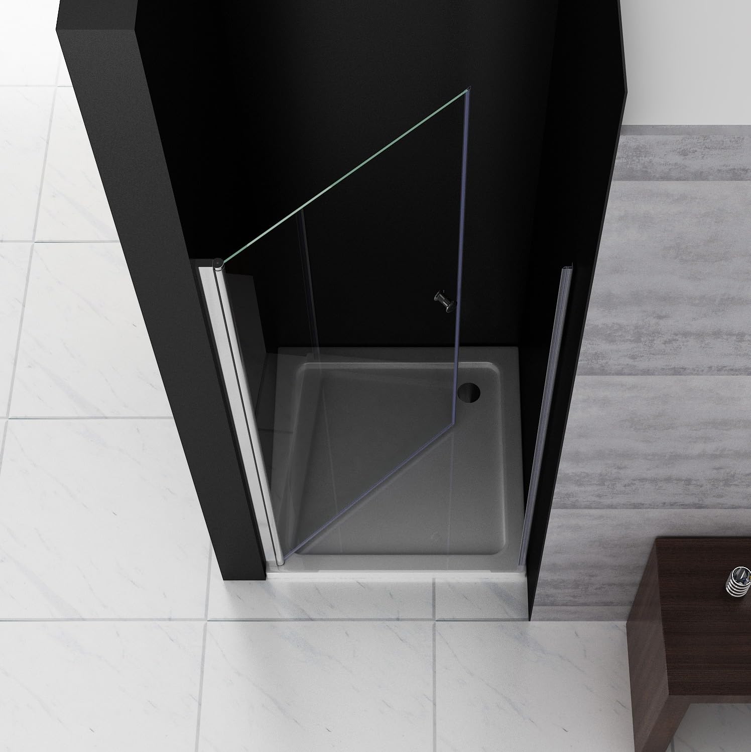 MIQU Nischentür 100 x 185 cm Duschabtrennung Duschwand für Dusche Pendeltür Schwingtür Duschtür aus 5mm NANO Sicherheitsglas ESG Rahmenlos duschtrennwand ohne Duschtasse
