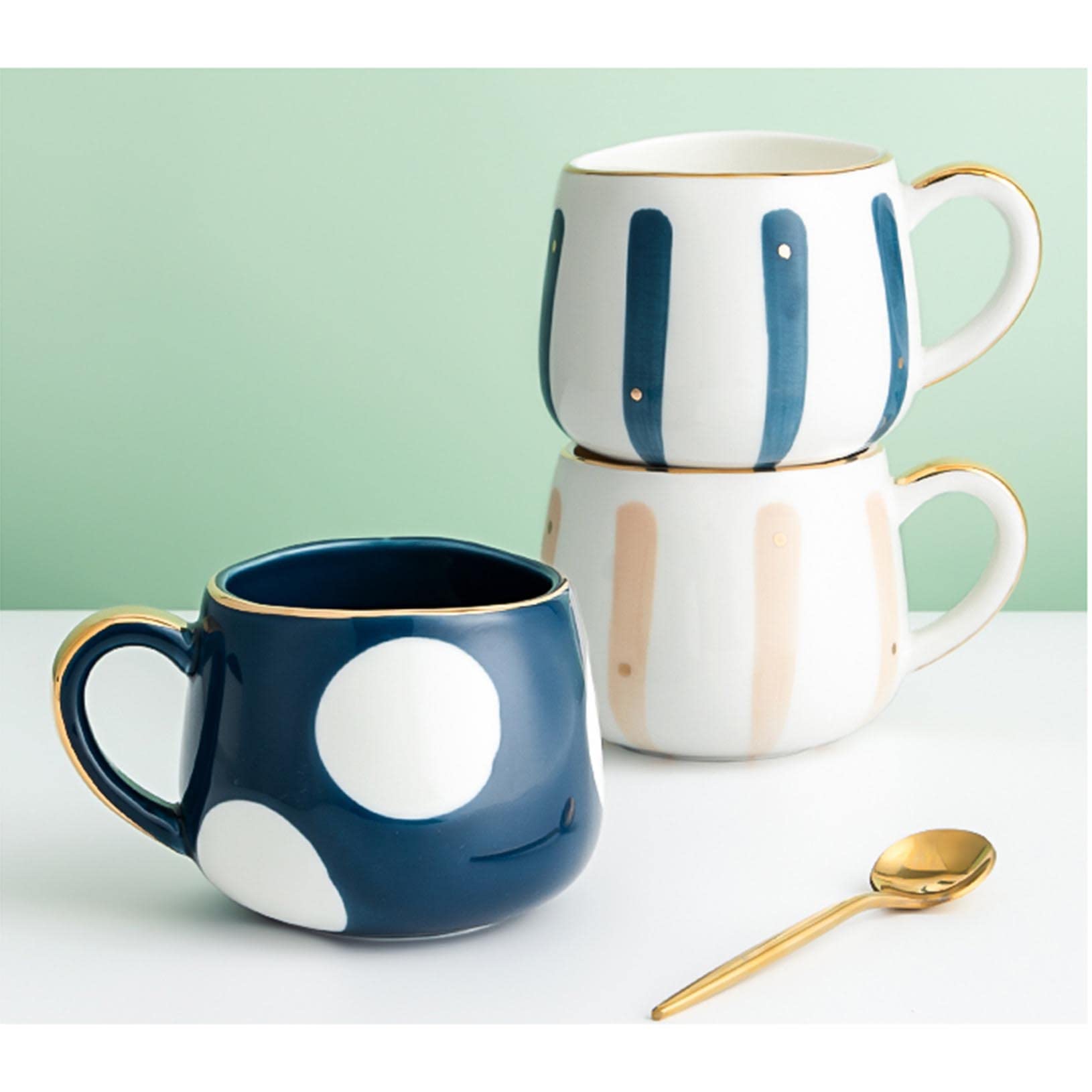 ZALTAS 380 ml piękne, ręcznie malowane ceramiczne filiżanki do kawy, porcelanowe filiżanki do herbaty z wygodnym uchwytem, idealny prezent na Boże Narodzenie/urodziny dla przyjaciół/rodziny, różowe