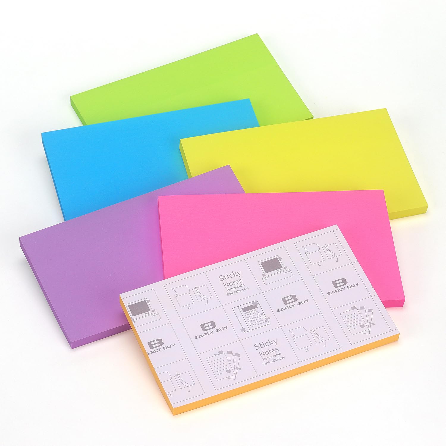 Early Buy Lot De 6 Blocs Notes Autocollantes - 7,6x7,6cm 100 Feuilles Couleur Bleue