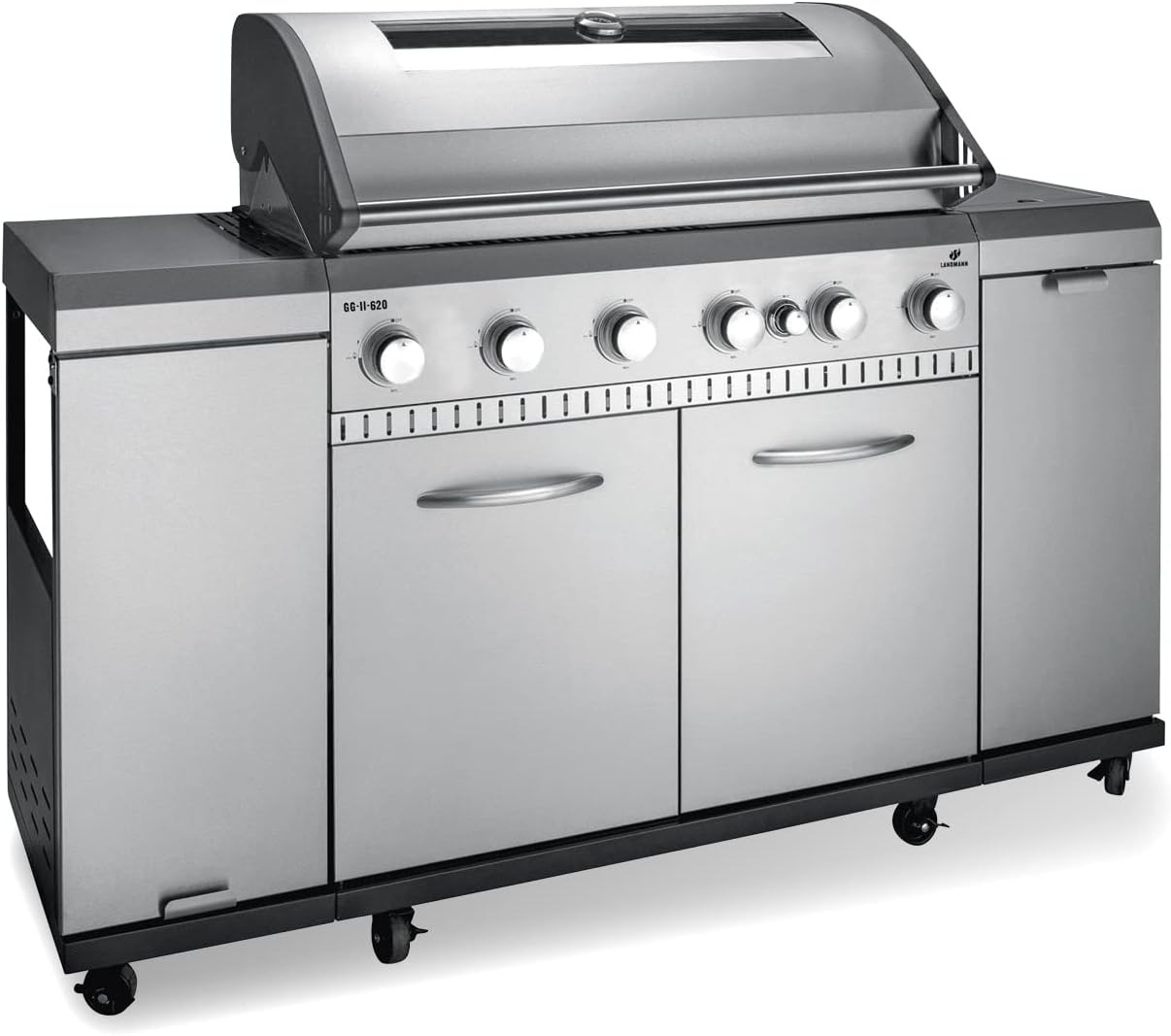 LANDMANN Rexon cooK PTS 6.1 - Barbecue a gas con bruciatore a 6 + 1 in acciaio inox, zona cook per un perfetto contorno, coperchio a doppia parete con termometro integrato e griglia smaltata LANDMANN Rexon cooK PTS 6.1 - Barbecue a gas con bruciatore a 6 + 1 in acciaio inox, zona cook per un perfetto contorno, coperchio a doppia parete con termometro integrato e griglia smaltata