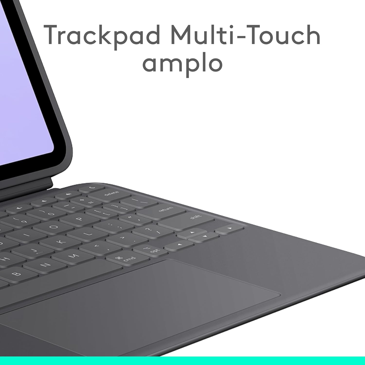 Close-up of the large multi-touch trackpad on the Logitech Combo Touch keyboard