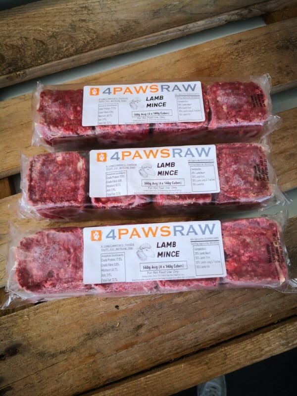 4PAWSRAW Frozen Raw Dog Food Premium Lamb Mince For Dogs 20 X 560g Packs - 11.2kg