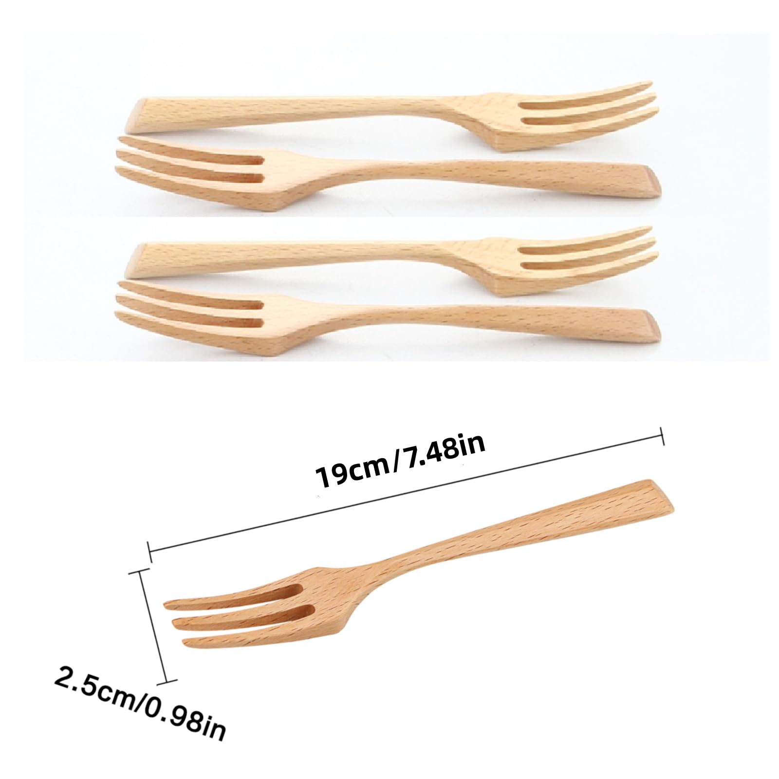 Holzgabeln, Holzgabeln, 5 Stück, Holzgabel zum Essen, wiederverwendbar, japanischer Stil, Holz, Salat, Abendessen, handgefertigt, Naturholzgabel für Nudeln, Obst, Nudeln