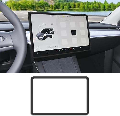 Marco Protector de Pantalla Compatible con Model 3 Model Y 2019-2024, Marco Protector de Borde de Pantalla de Silicona, Accesorios para el Interior