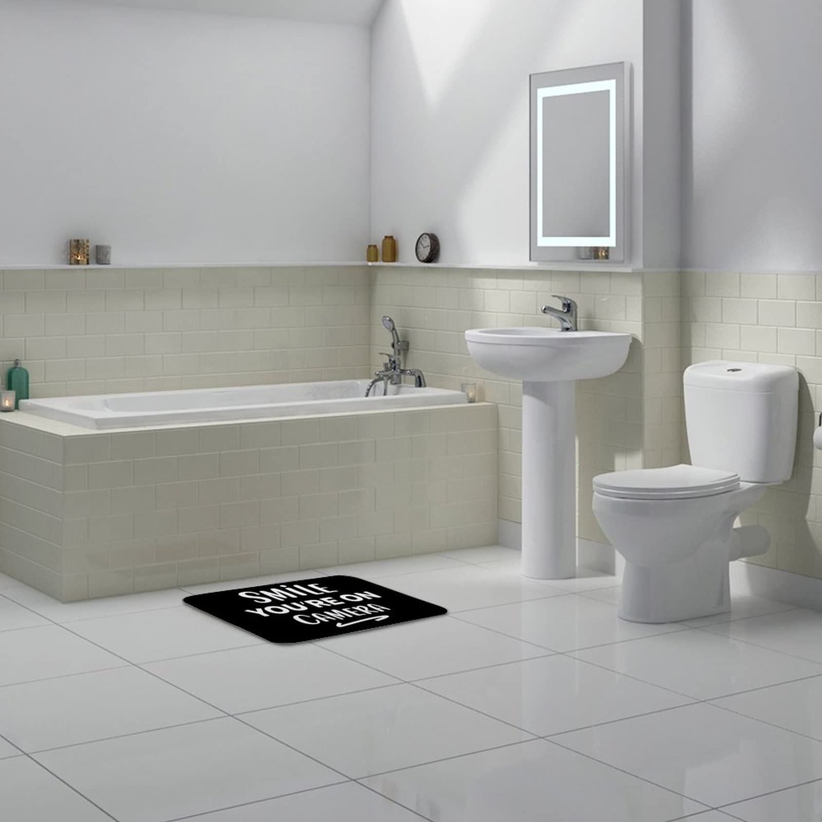 Alfombra De Baño De Felpilla Antideslizante, Suave, Ovalada, Absorbe El