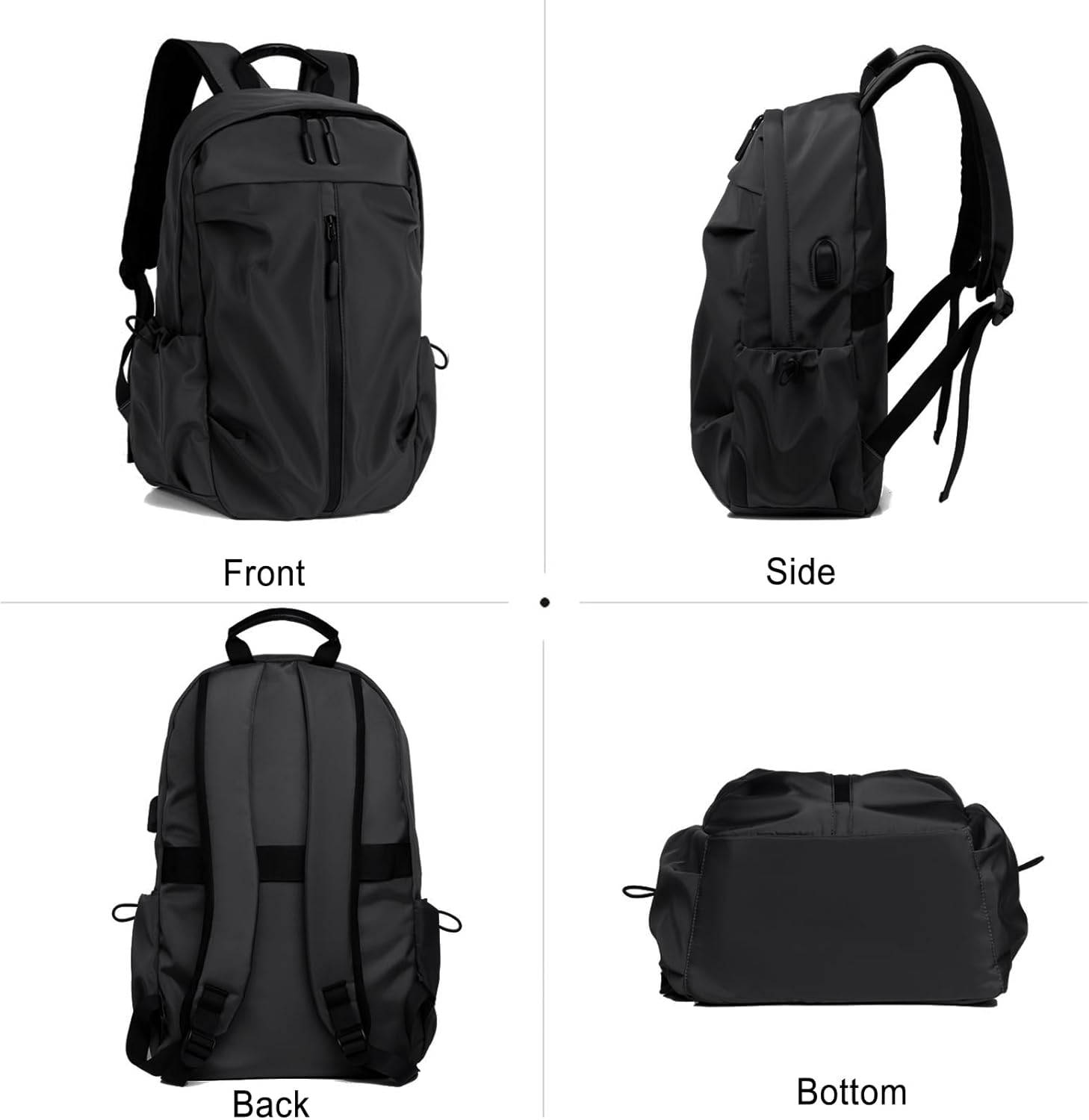FANDARE Travel Backpack for Men Women, 20L Carry On Laptop Backpack with USB Charging Port & Luggage Strap, Water Resistant College Backpack for Work, Business, Gym, Sports, Weekend Trip Black