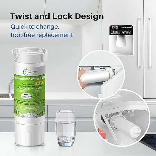 Miniatura 5 de AQUALINK Filtro de agua de repuesto XWF (no XWFE) para GE XWF, WR17X30702, certificado NSF 42, GBE21, GDE21, GDE25, GFE24, GFE26, GNE21, GNE25,