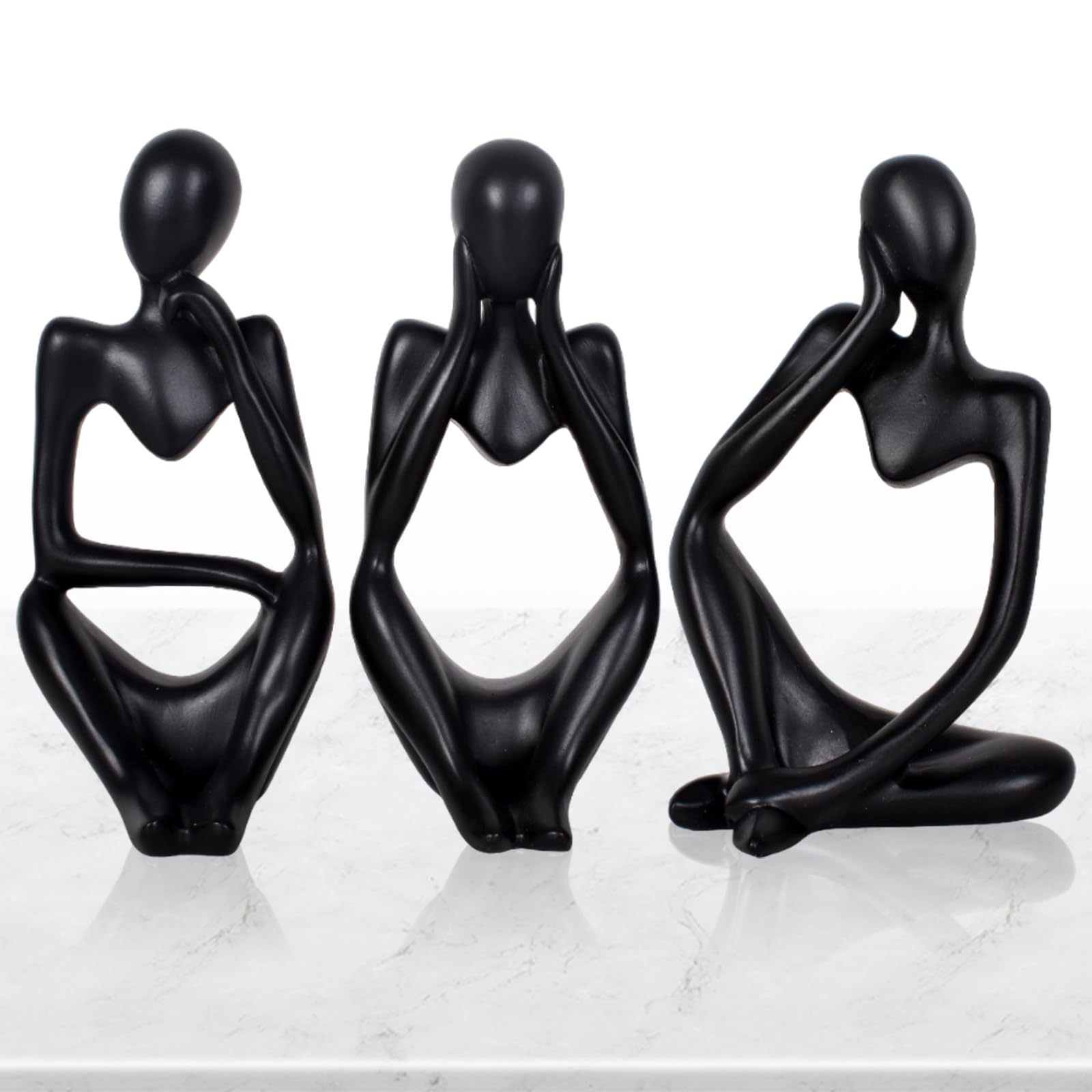 Cleminsta Estatua Abstracta de Resina 3 Piezas Decoración de Escultura de Pensador, Pensador Ornamentos Arte Escultura y Figuras Modernas Decoración Moderna para Salón, Estantería, Oficina