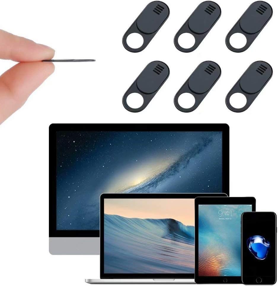 Webcam Cover, Camera Cover Slide, 6 Pack Ultra Thin Laptop Camera Cover Slide Apply to Laptop, Tablet, Smartphone, Computer Camera Cover Protect Your Privacy and Security(Black)