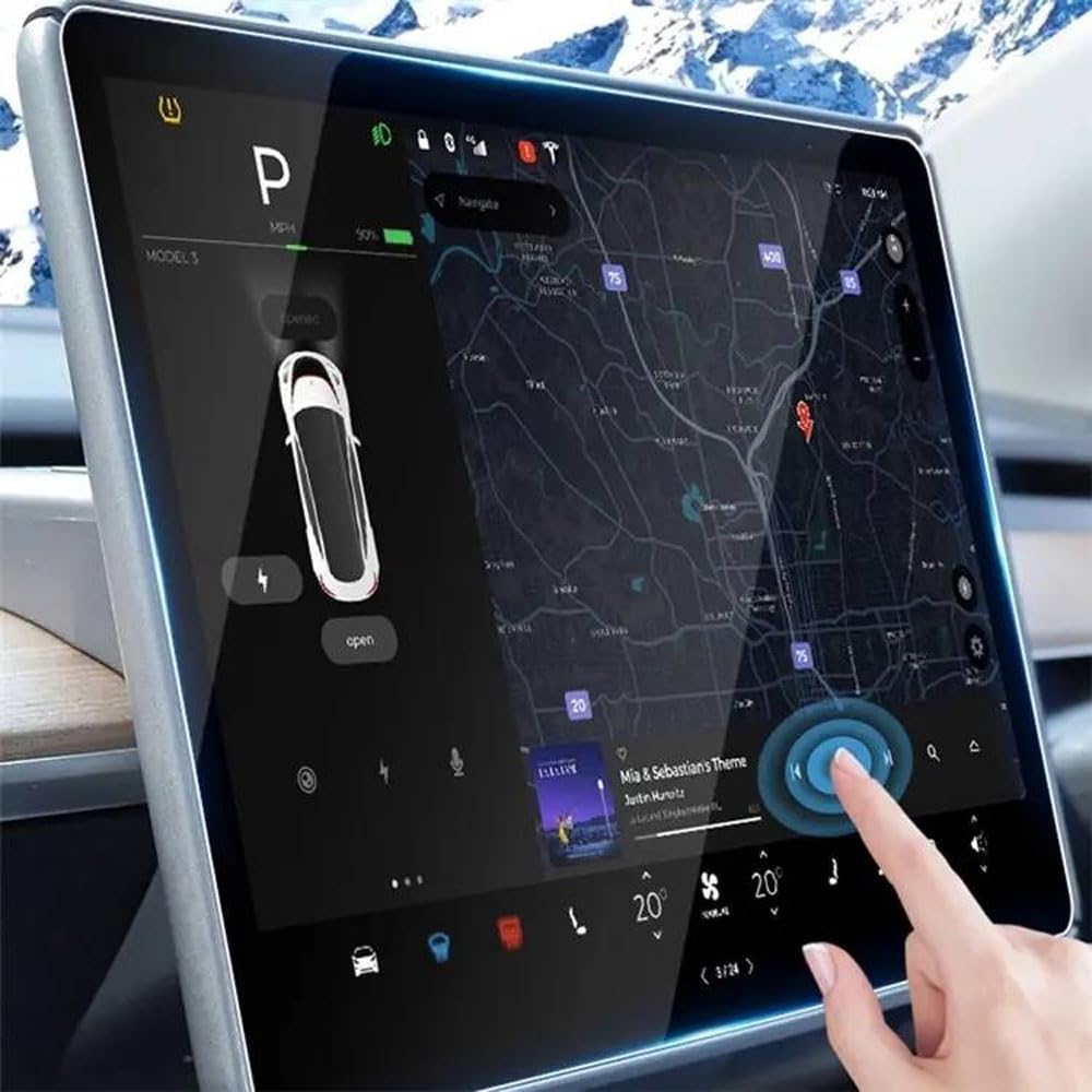 Coverzone Tesla Model Y İle Uyumlu Yüksek Kalite Araç Multimedya Temperli Cam Ekran Koruyucu T esla için Oto Aksesuar Tesla için Multimedya Cam Temperli Ekran Koruyucu Security
