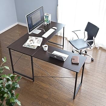 Amazon | イーサプライ L字型 パソコンデスク コーナーデスク 木製 幅