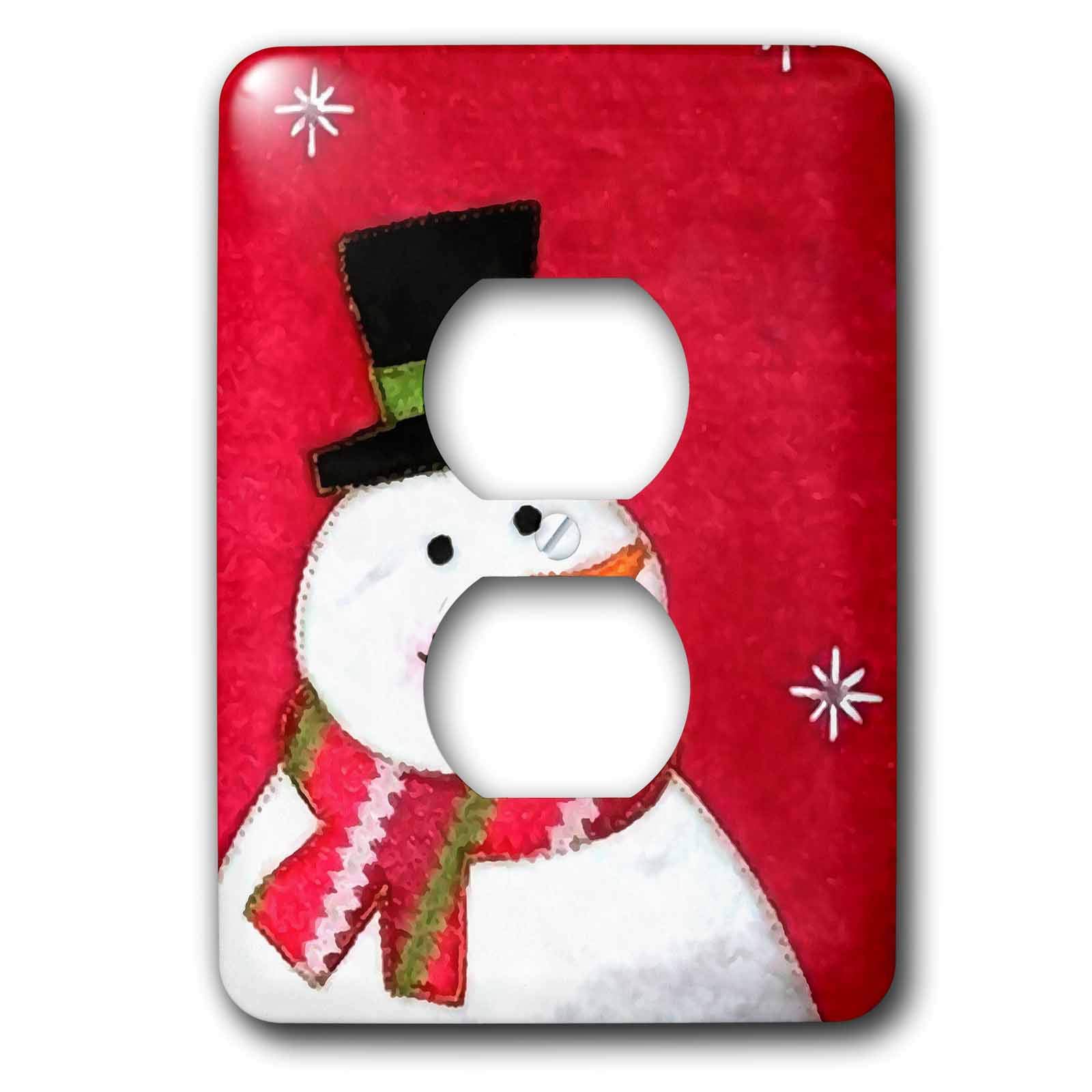 Cache pour interrupteur bonhomme de neige 3dRose au rendu d'art primitif premium