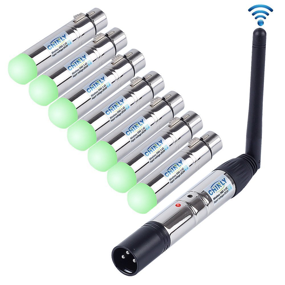 CHINLY 8pcs DMX512 2.4G ISM Émetteur/Récepteur XLR sans Fil Mâle/Femelle Contrôle De La Lumière LED Version Courte pour DJ LED Stage Bar Party Light