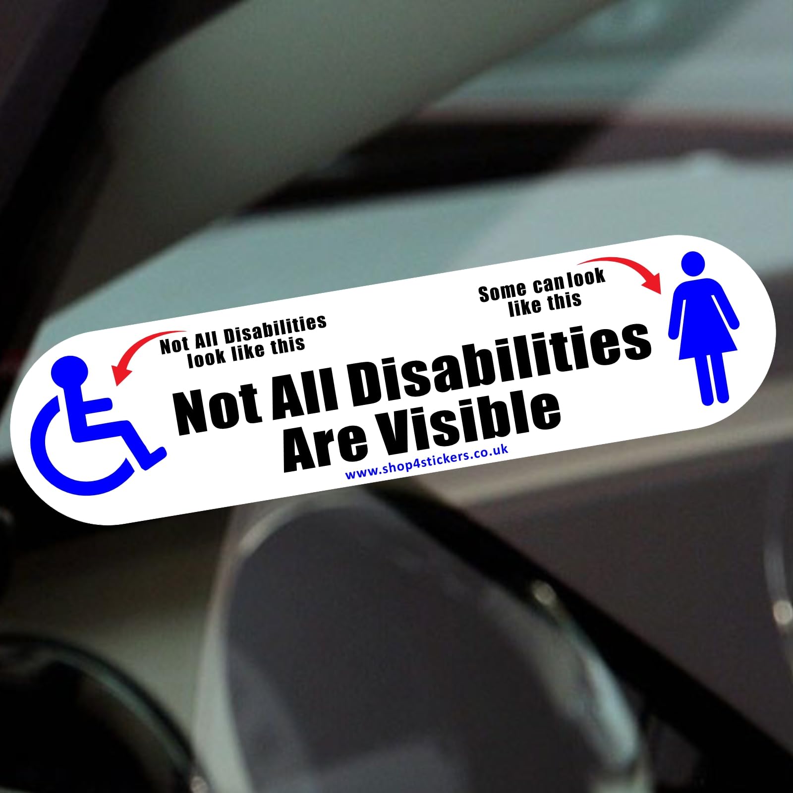 Platinum Place Women's Uv Specialist Full Colour Inks 1 X D98 Sticker Not All Disabilities Are Visible Some Look Like This Sign Icon Wheelchair Logo Disabled Car Window Badge Disability Driver Decal Label 200X50mm (Inside Window To Face Outwards)