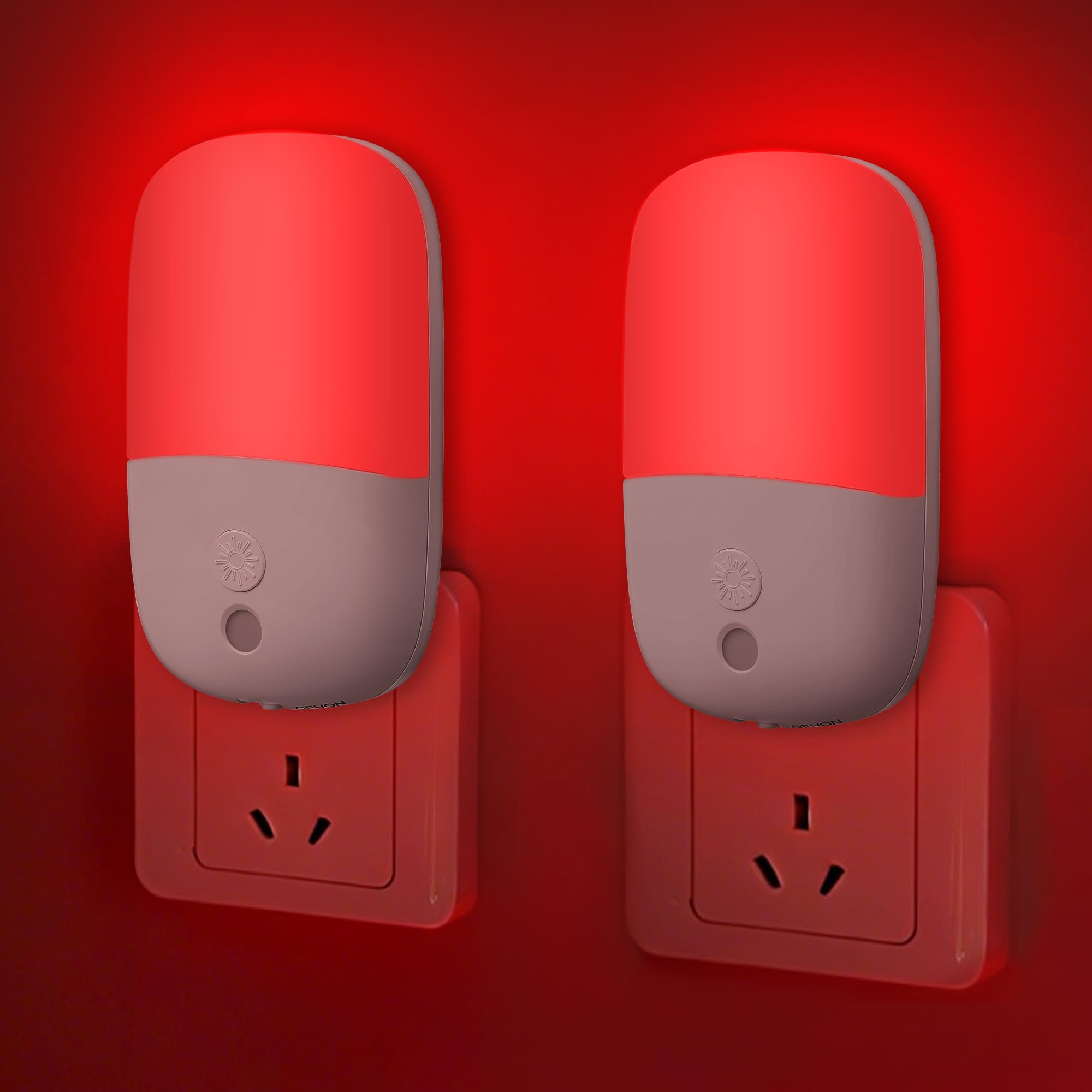 670nm Red Night Lights with Retractable Plug 2 Pack - 0 5W Red Light Night Light with Dusk