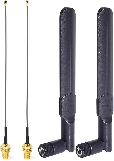 Bingfu WiFi Antenna 8dBi 2.4/5/5.8 GHz Wifi Aerial and 15cm IPEX IPX U.FL to RP-SMA Female Cable(2 Pack) Compatible with Intel Fenvi HP Dell Wireless Mini-PCI Express PCIE Network Card WiFi Adapter
