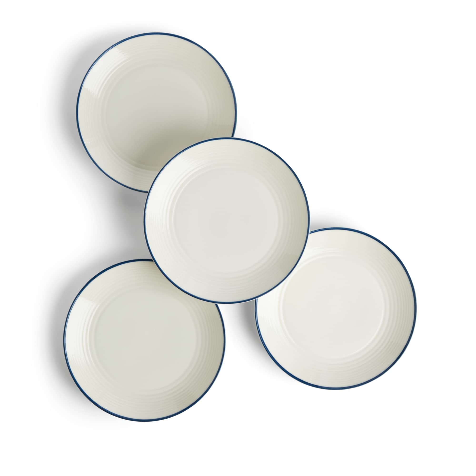 Royal Doulton Plates, Stoneware, Designed to Mix & Match, Gordon Ramsay Maze Plate 22cm/8.7in, Denim Line, Set of 4, Blue,white