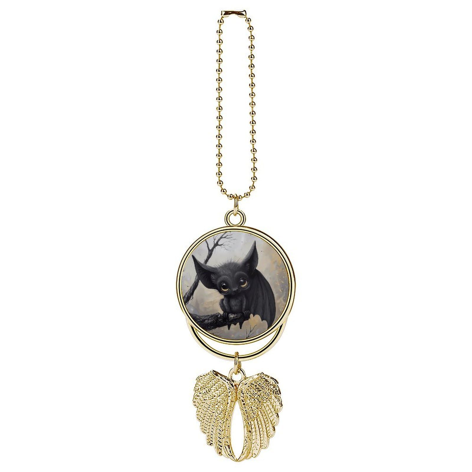 Bat Car Pendant Car Rearview Mirror Pendant Custom Photo Car Hanging Ornament Car Rear View Mirror Hanging Accessories Angel Wing Car Charm Gift for Men Women