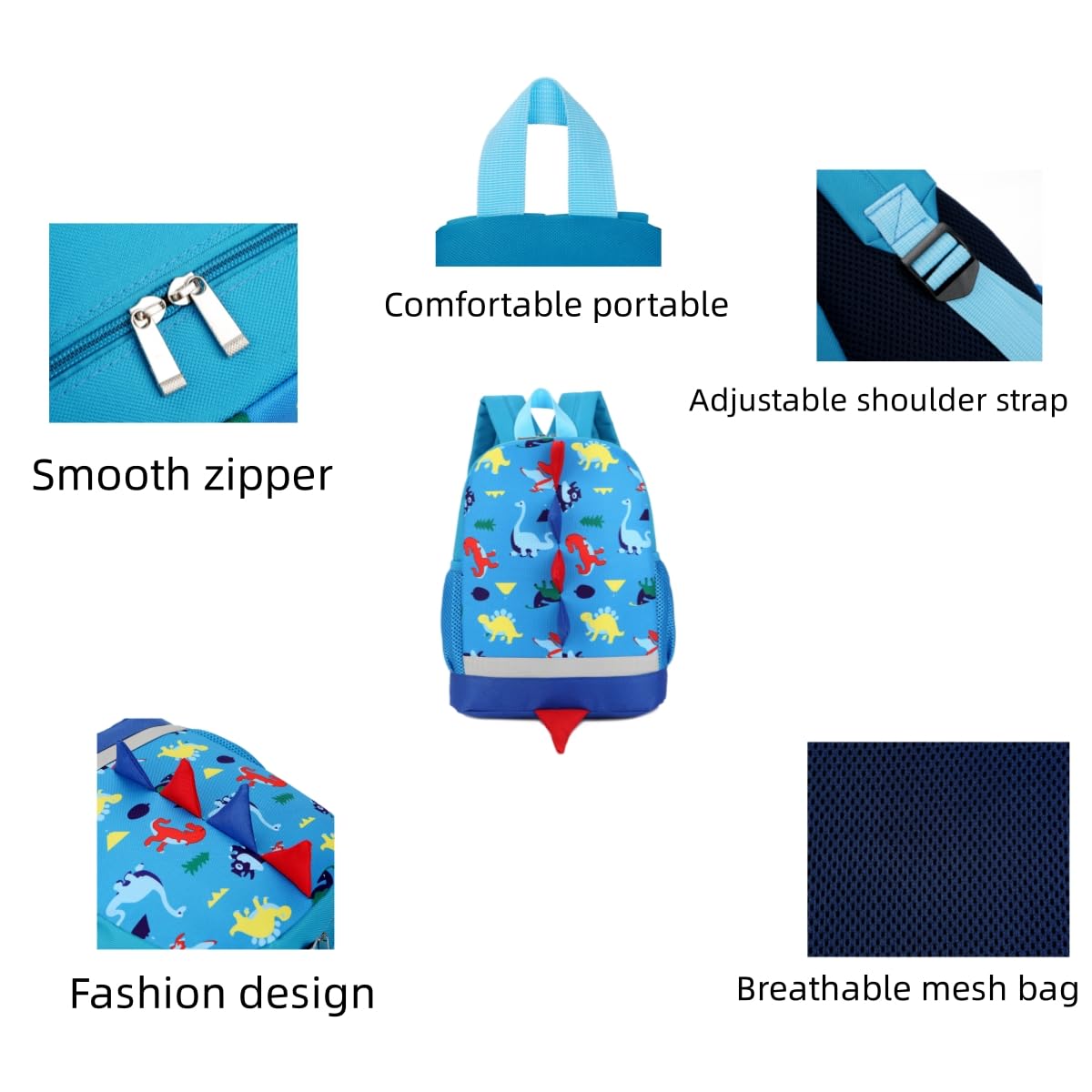 MAOYUAN BEAR Dinosaur Kids Backpack, Suitable for toddlers Leash Nursery Backpack, Boys Backpack, (dark blue) - Image 3