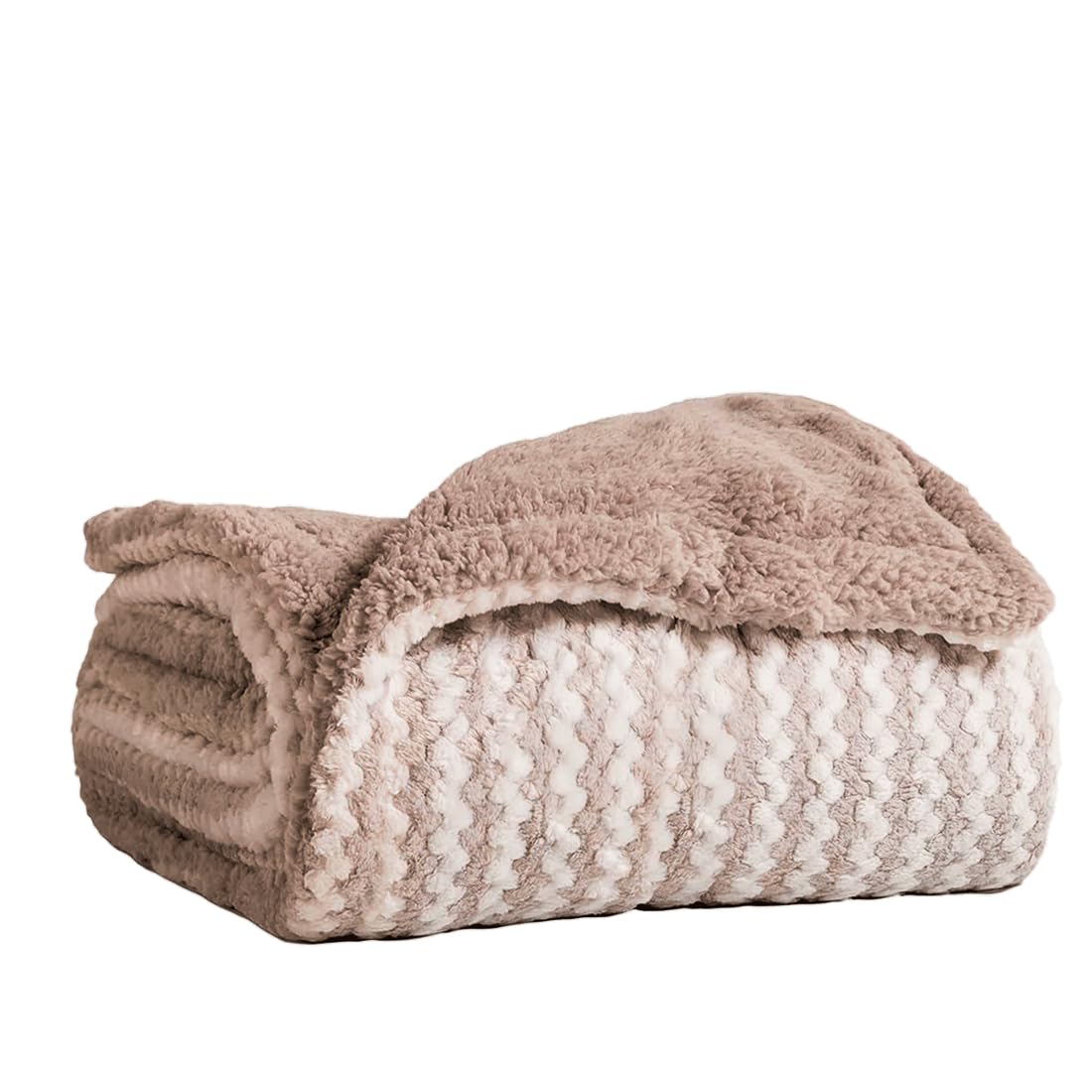 Acomoda Textil - Manta con Borreguito de Doble Cara Suave 130x160 cm Cálida y Ligera para Sofá, Sillón y Viiaje. Mantita para Cama Reversible, Elegante y Fácil de Lavar para el Hogar. (Beige)