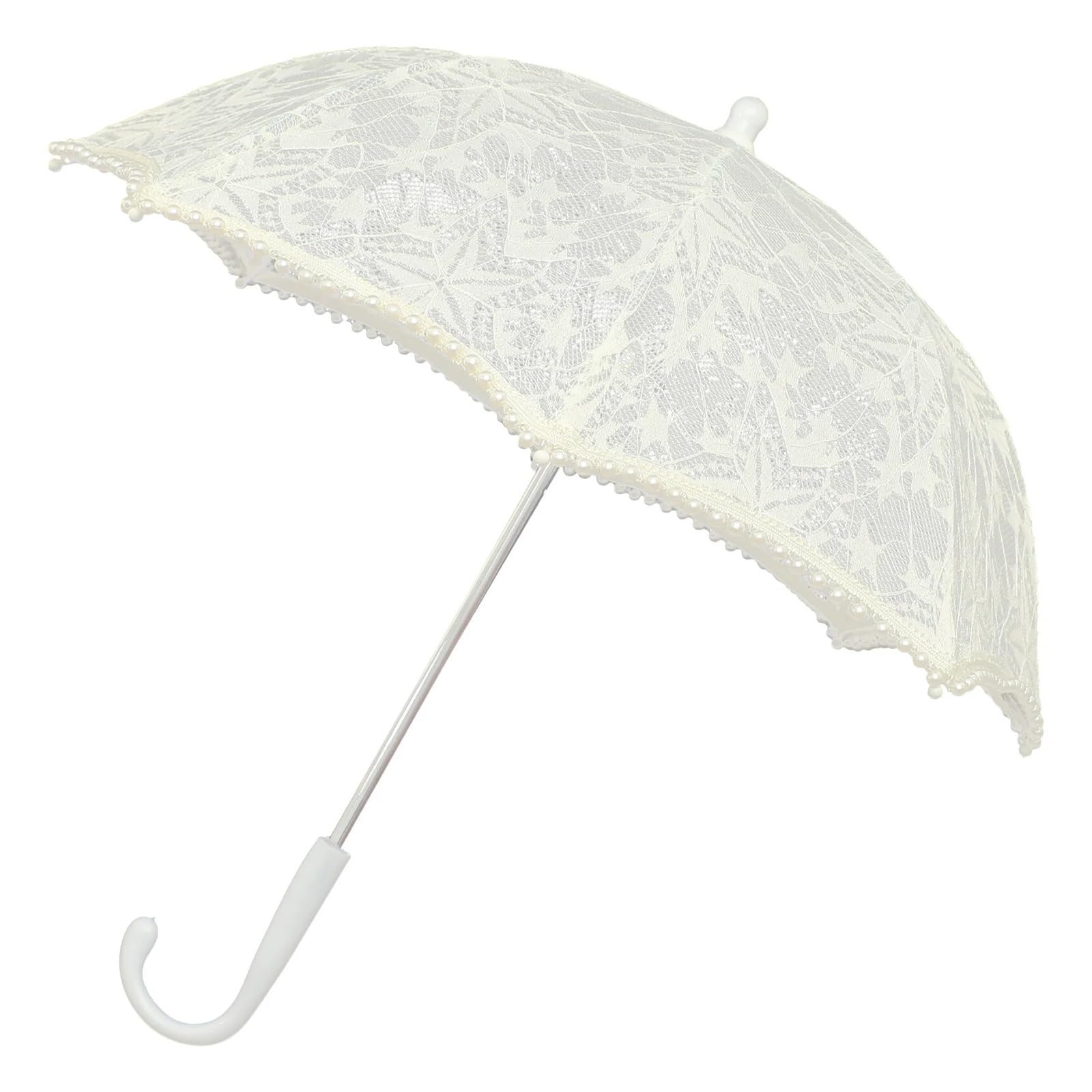 Koronkowa parasolka, Koronkowy Parasol Ślubny Biały 47x47x44cm 18,5x18,5x17,3in