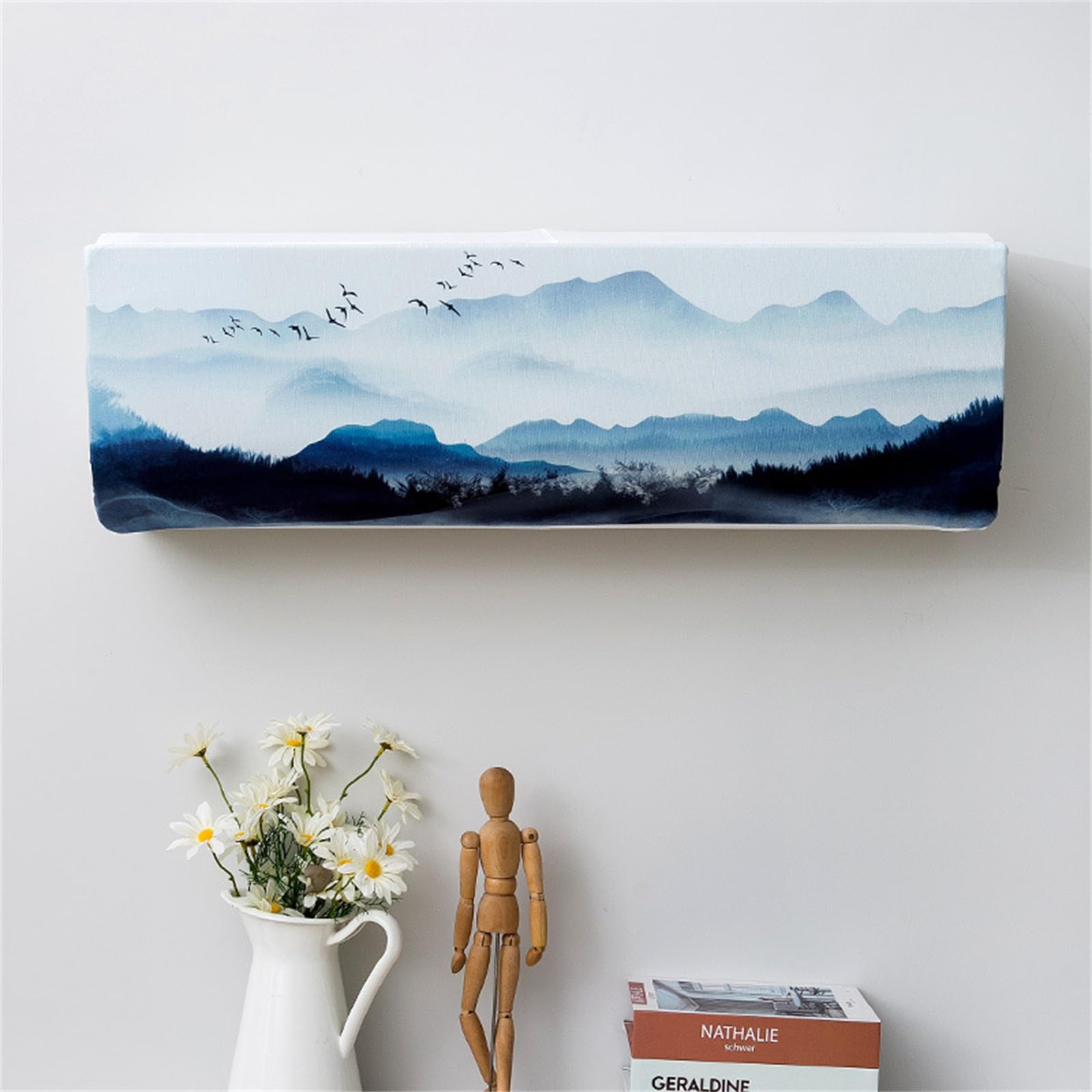 Funda para Aire Acondicionado Interior, Funda para Aire Acondicionado Pared Elástico Antipolvo para Pared Montaje Unidades Split Interior AC Cubiertas (2P,Arte Vintage 4)