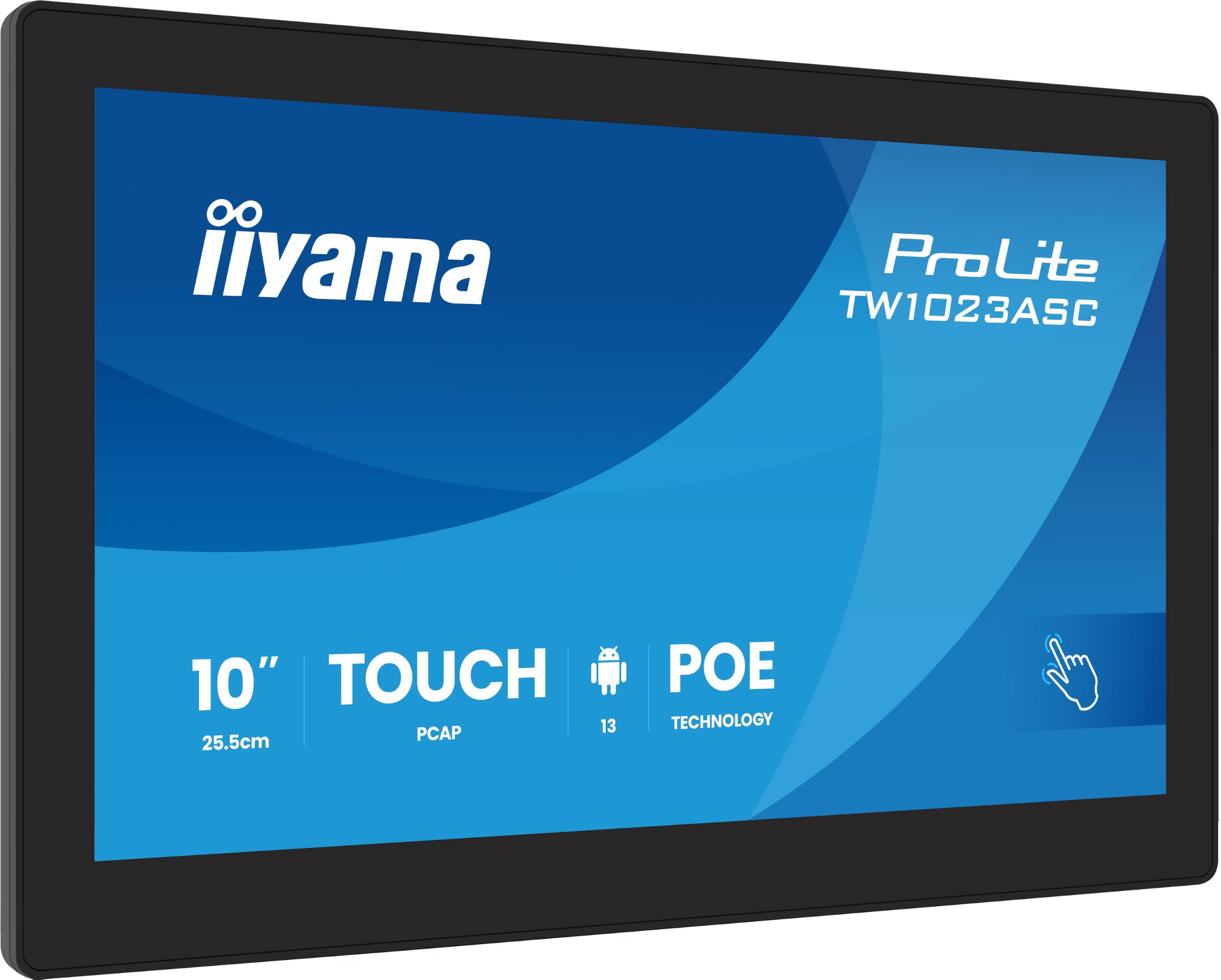iiyama Prolite TW1023ASC-B3P 25,5 cm 10,1" ekran dotykowy IPS LED WXGA 10-punktowy multitouch pojemnościowy Android 13 iiSignage² HDMI-Out USB RJ45 PoE WiFi Bluetooth kamera internetowa SD slot