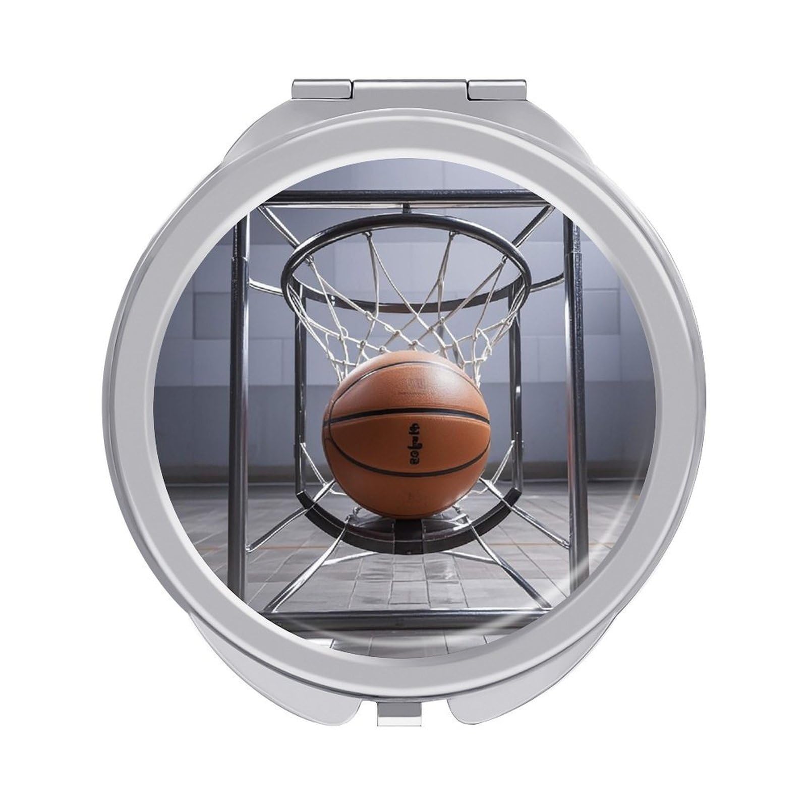 FekiLoot Basketball Travel Makeup Mirror for Women Folding Portable Hand Compact Mirrors Small Round Vanity Mirror 1X/2X Magnifying Metal Pocket Makeup Mirrors