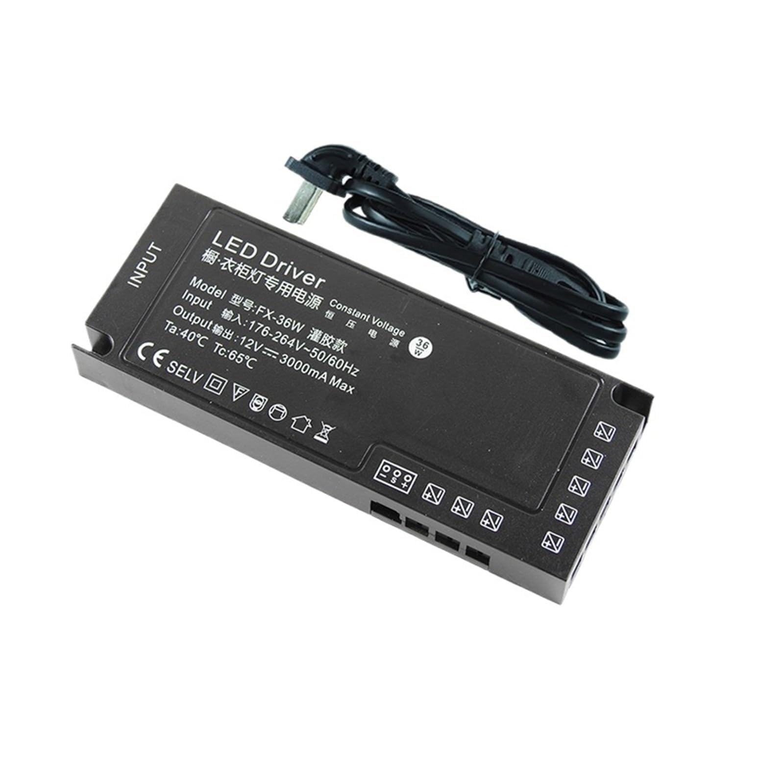 PWANUIGTE Cabinet Wardrobe Light Dedicated Power Supply 12v 24v 60w 100w 150w Strip Transformer(12V36W-Gluing)