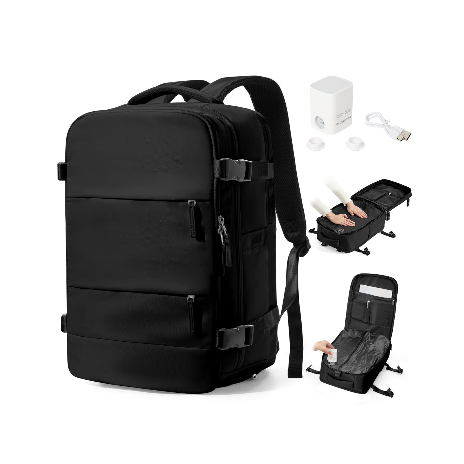 SZSYCN Zaino Ryanair 40x30x20 Sottovuoto con Pompa Elettrica Borse da Cabina per Ryanair 40x30x20 Wizzair Bagaglio a Mano Easyjet per Laptop da 16 Pollici Zaino Casual Donna Uomo