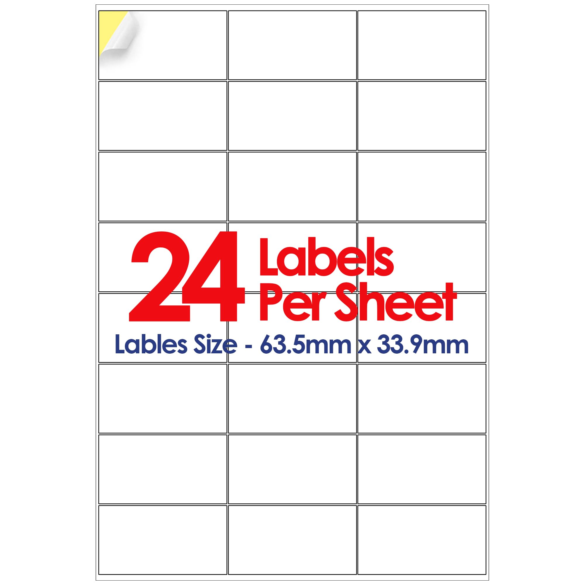 YUNJU A4 Self Adhesive Address Labels, 24 Label Per Sheet, 20 Sheets, (99.0 x 42.3 MM) 480 Labels