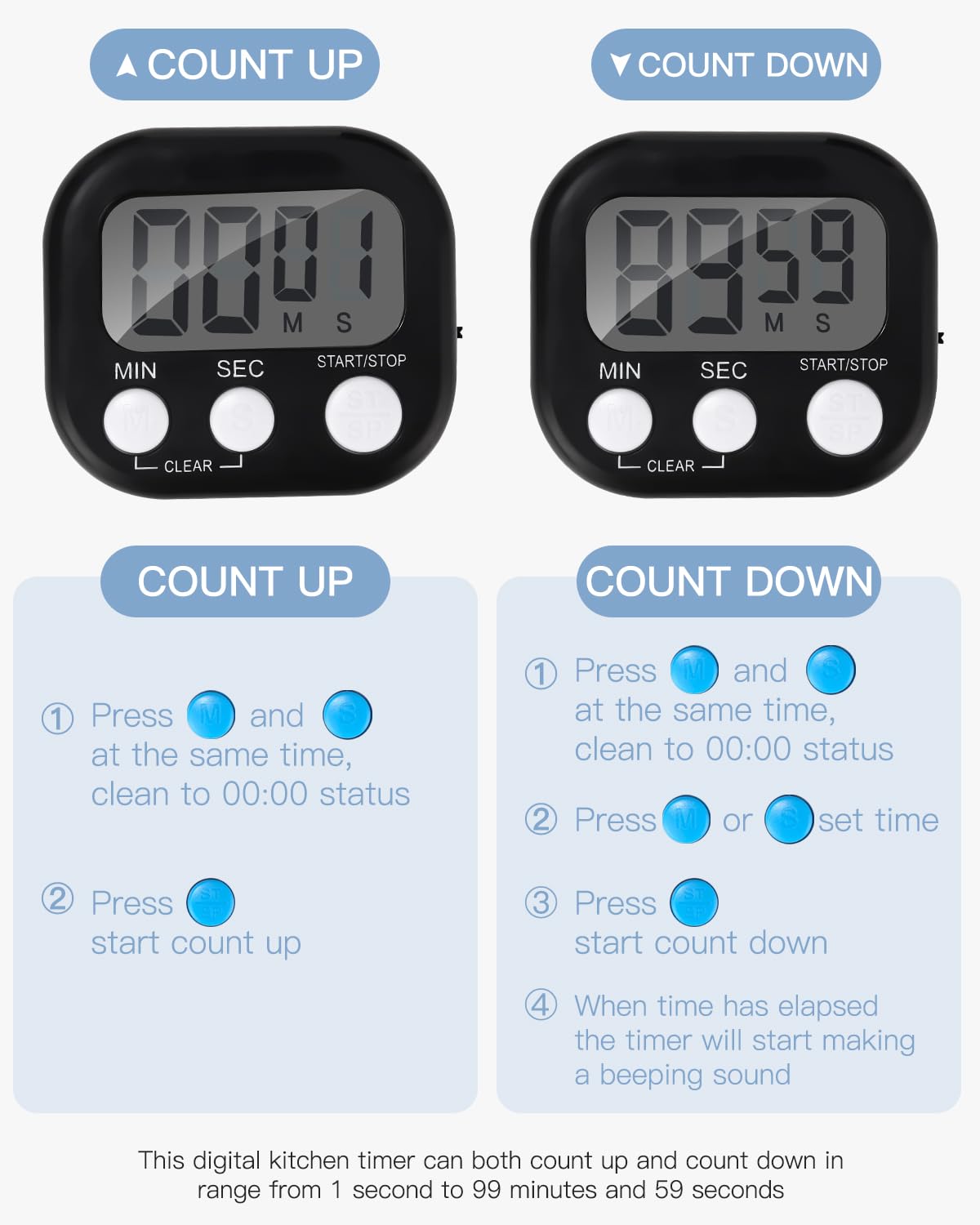 LCD Digitale Keuken Countdown Magnetische Timer Achterkant Stand Kookwekker Count Up Wekker kopen vanaf een prijs van 2.19