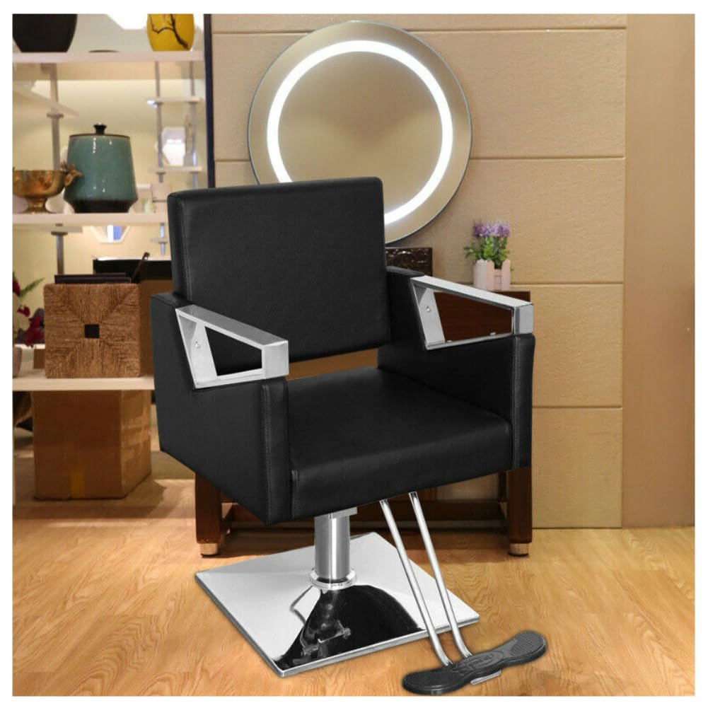 Silla de peluquería, Sillón de peluquería | Sillón clásico de barbería con Giro de 360 Grados y Bomba hidráulica, de Cuero y Altura Ajustable.