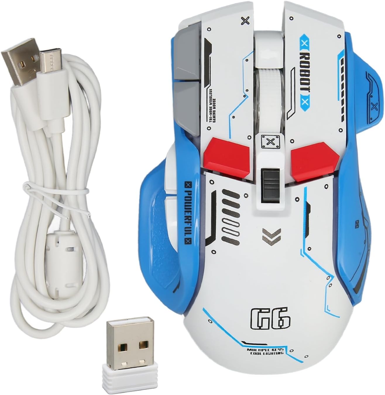 2.4G Wired Gaming Mouse with 11 RGB Light, Slim Rechargeable Mute Mouse