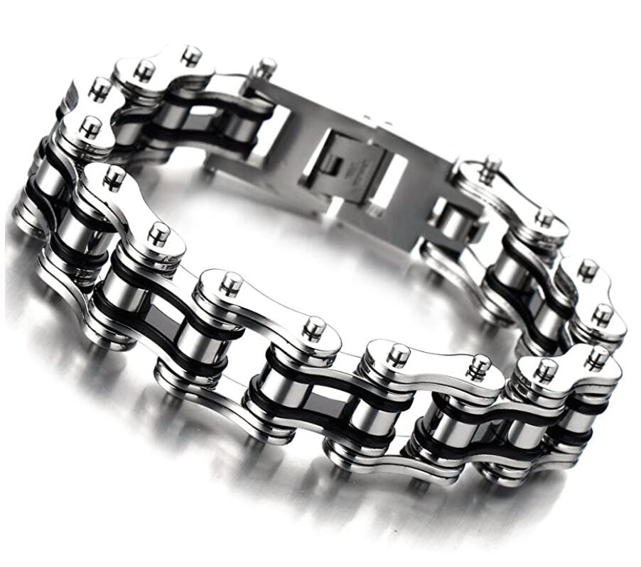 Pulsera masculina de cadena de acero inoxidable bicolor miniatura 7